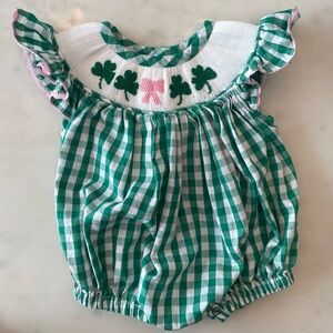Smocked bubble romper. Worn once. Newborn.